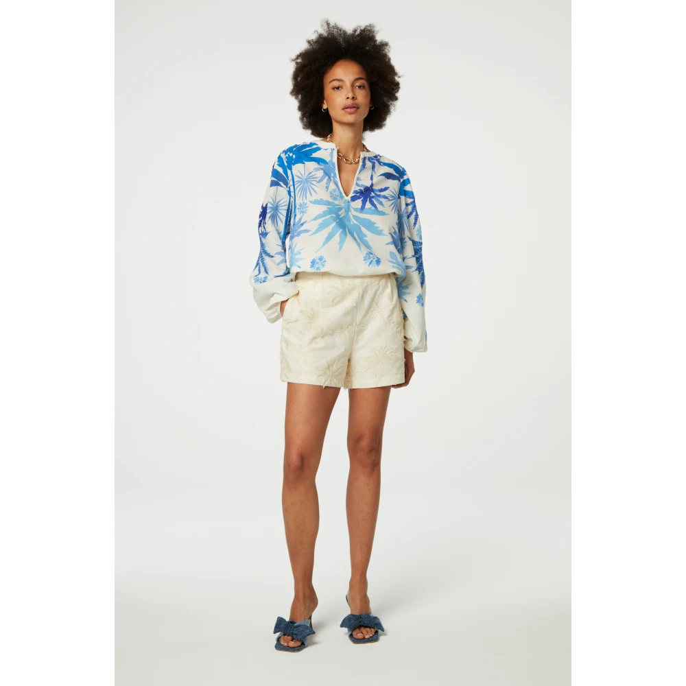 Fabienne Chapot Tropische Blauwe Top met Lange Mouwen Multicolor Dames