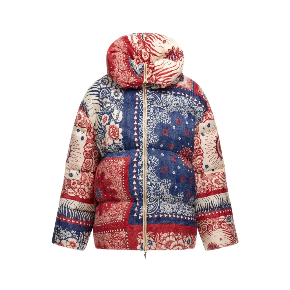 Roberto Cavalli Bandana Print Puffer Jas Multicolor Dames