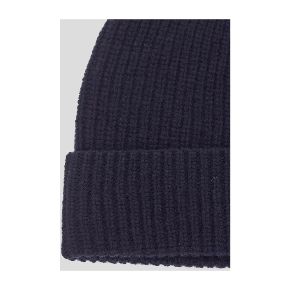 Seven Gauge Geribbelde Wollen Beanie Hoed Blue Heren