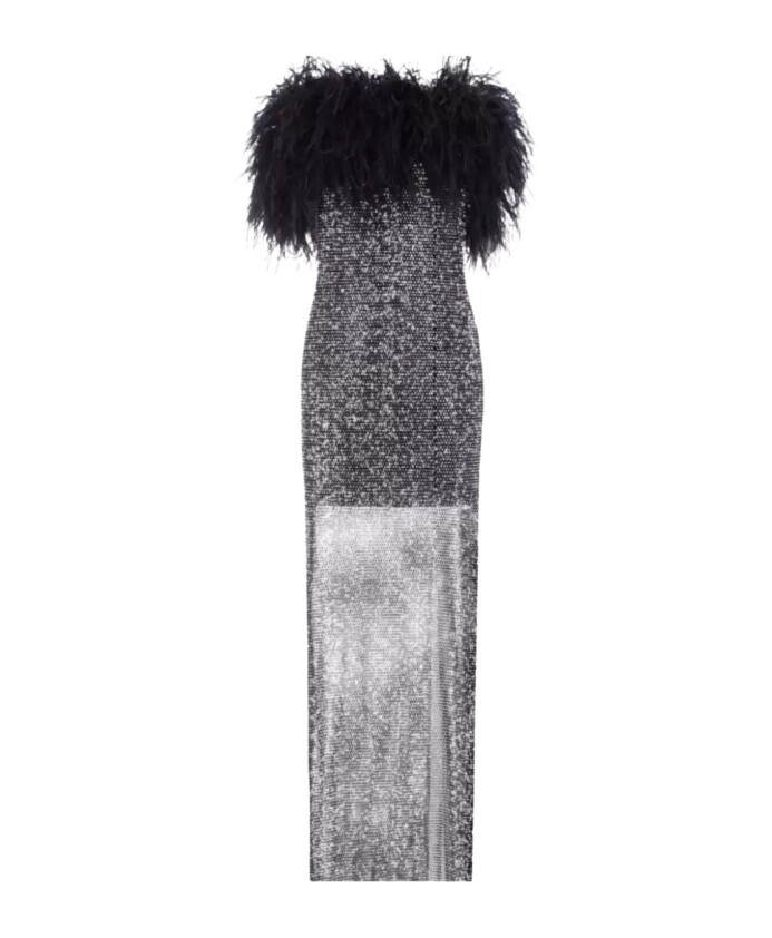 black-feathered-midi-dress