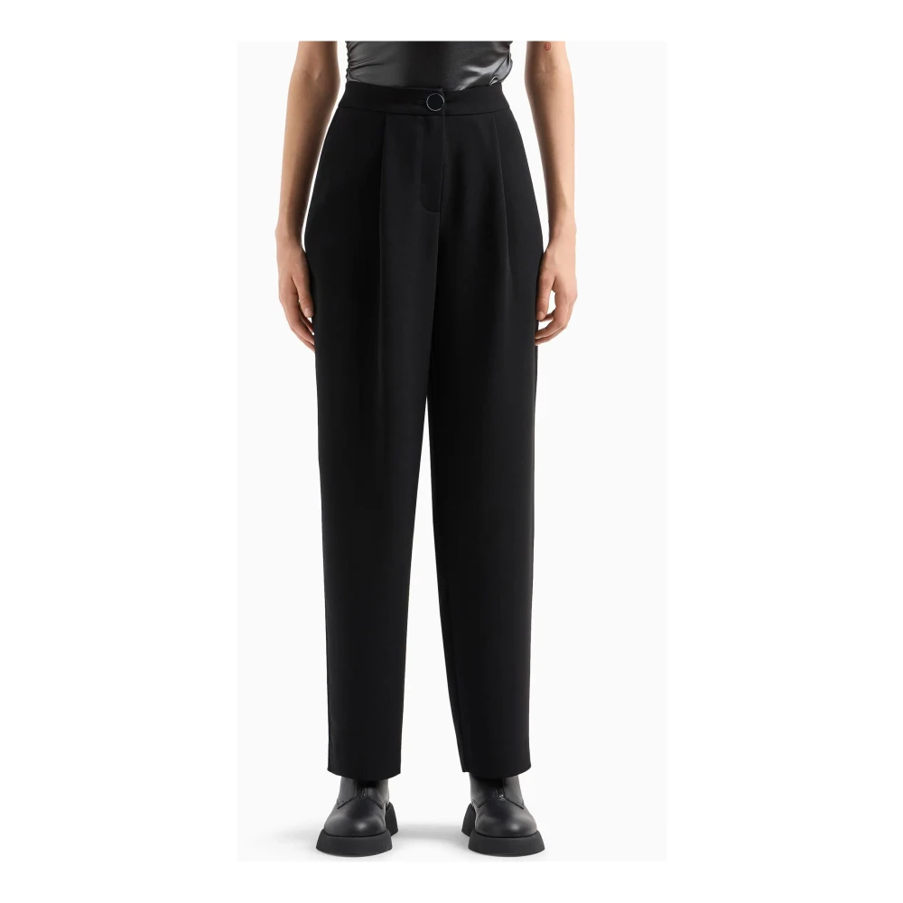Armani Exchange Zwarte Geplooide Broek Met Knoopsluiting Black Dames