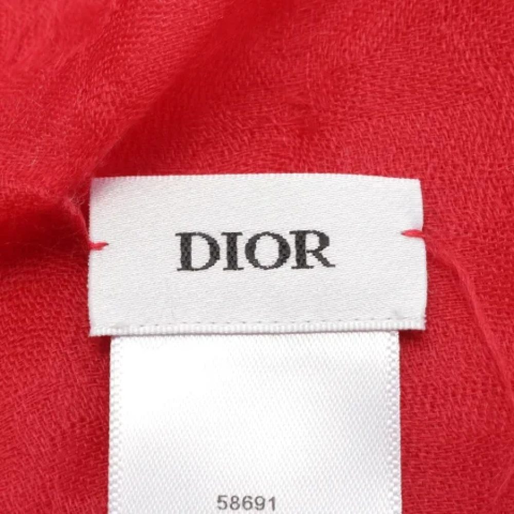 Dior Vintage Pre-owned Cashmere scarves Red Dames