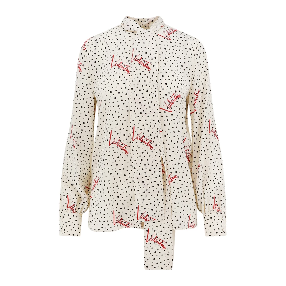 Valentino Multicolor Plus De Pois Crepe De Chine Bubble Shirt - Female - Blouses - M - Blouses & Shirts