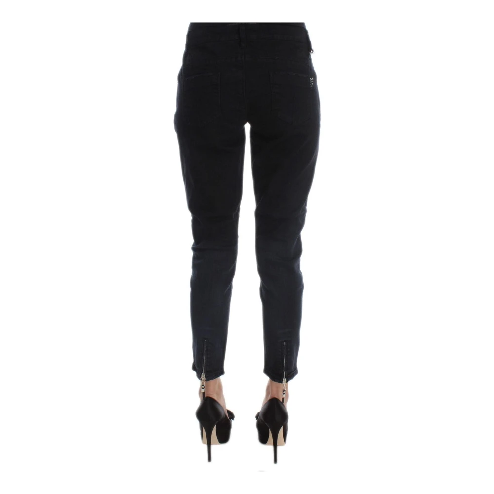 Costume National Zwarte Katoenen Slim Fit Cropped Jeans Black Dames