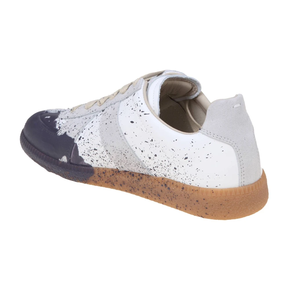 Maison Margiela Leren sneakers met verf detail White Dames