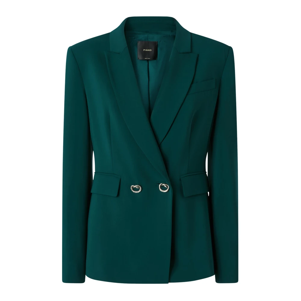 Pinko Dubbelrijige blazerjas in technische stof Green Dames