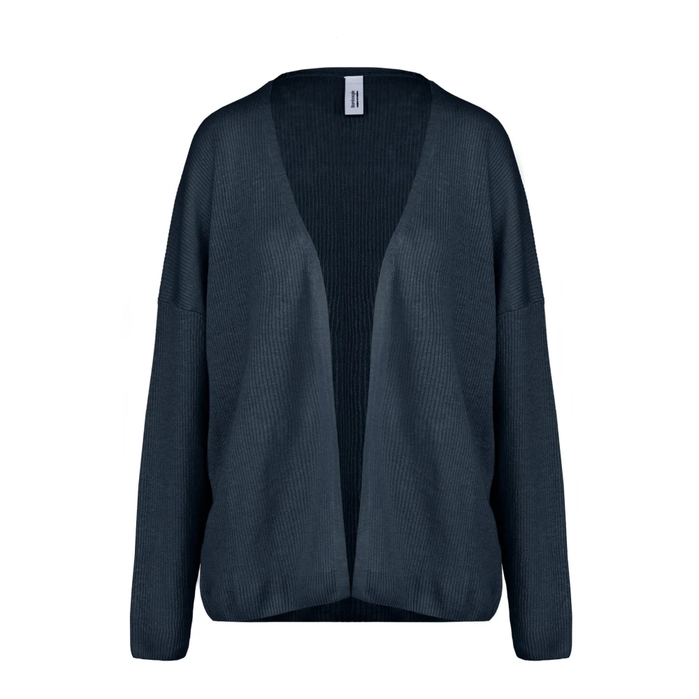 Bomboogie Women's Blue Long-Sleeve Linen Cardigan - Cardigans - L - Knitwear