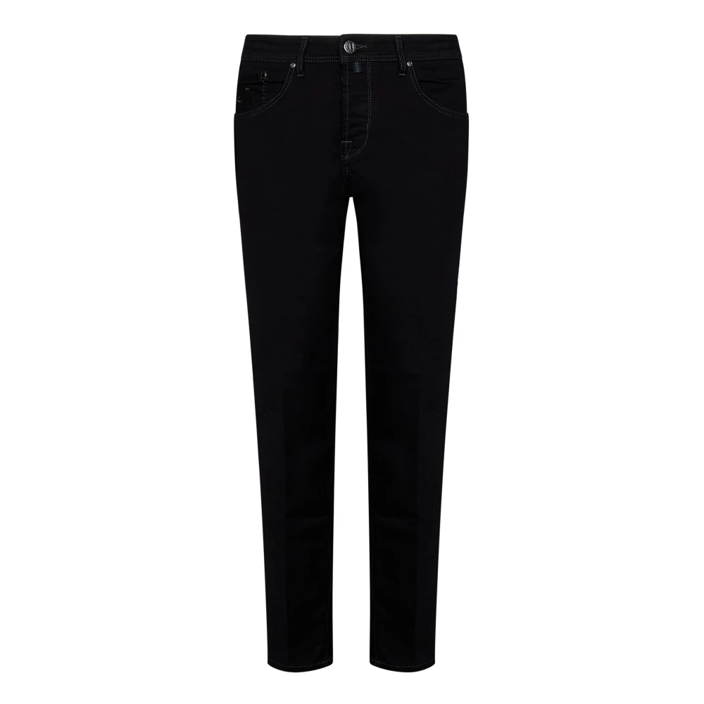 Jacob Cohën Zwarte stretch jeans met handgeschuurde afwerking Black Heren
