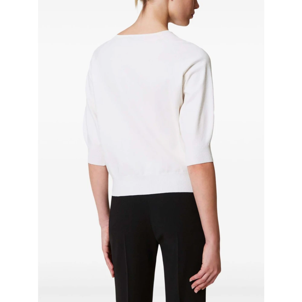 Twinset Witte Crew Neck Sweaters White Dames