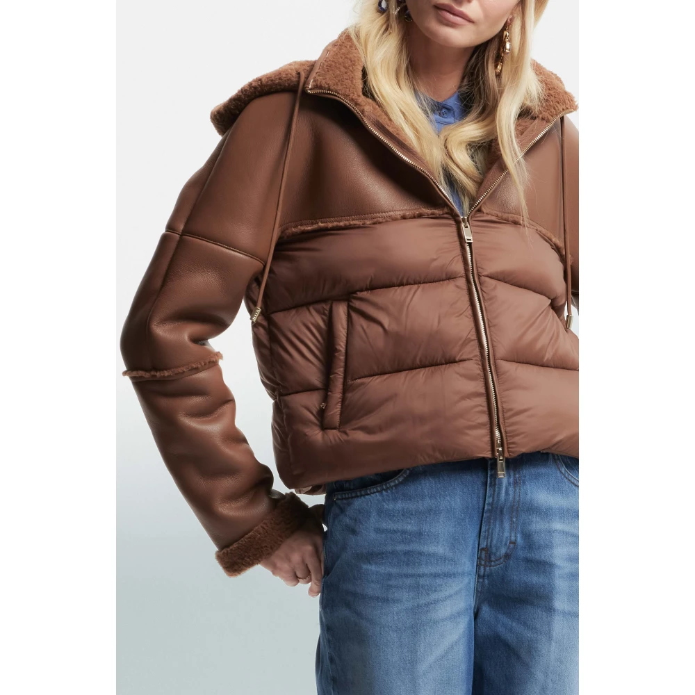 Kocca Korte jas met teddy details Brown Dames