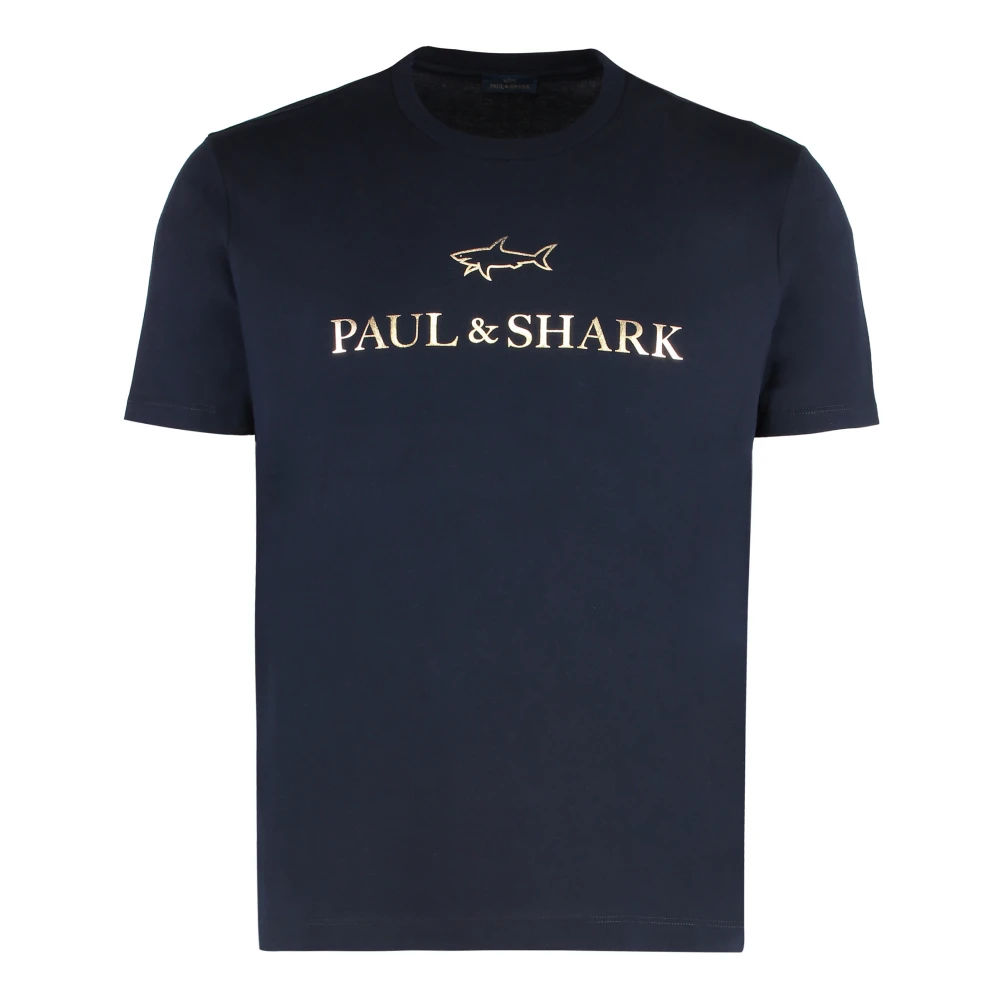 Paul & Shark Blue T-Shirts, Male, 2XL, Cotton Jersey T-Shirt