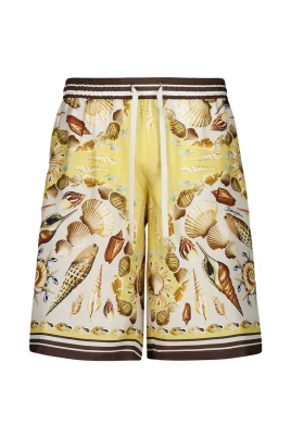 Shell Printed Silk Twill Shorts