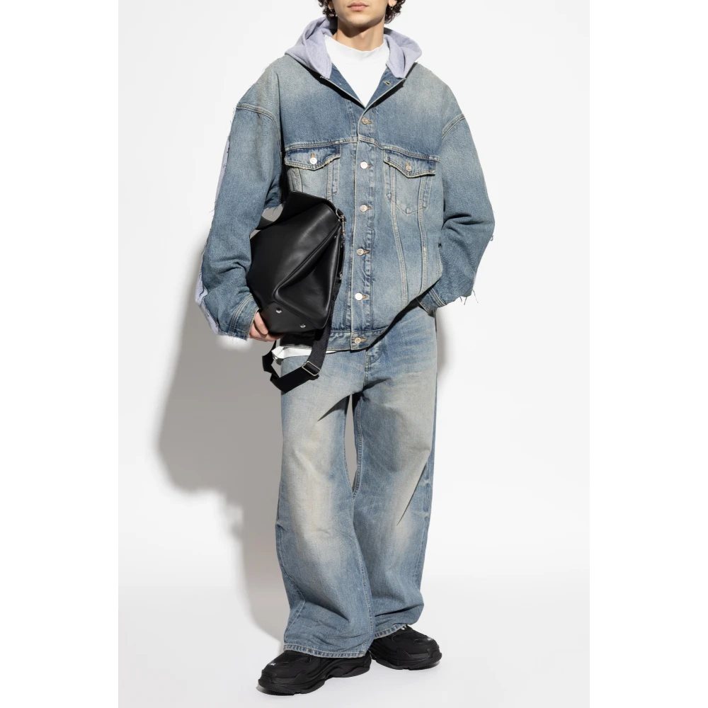 Balenciaga Denim Jas met Capuchon Blue Heren