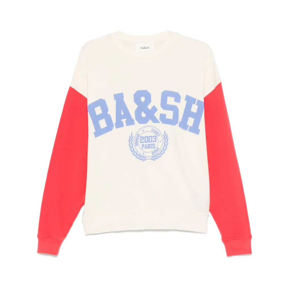 BA&SH Beige Logo Print Crew Neck Sweatshirt Beige Dames