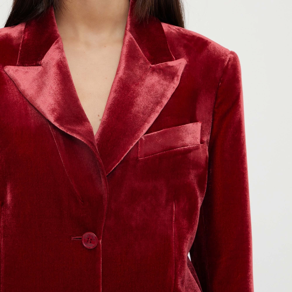 Moschino Lange fluwelen jas Red Dames