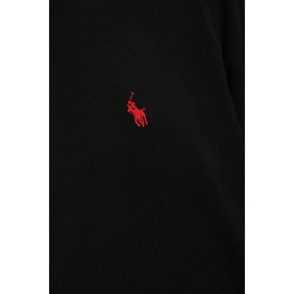 Polo Ralph Lauren Zwarte Katoenen Trui Lange Mouw Geborduurd Logo Black Heren