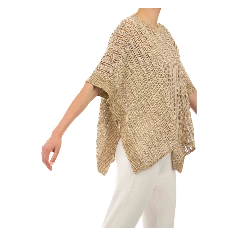 Le Tricot Perugia Beige Mantella Jas Beige Dames