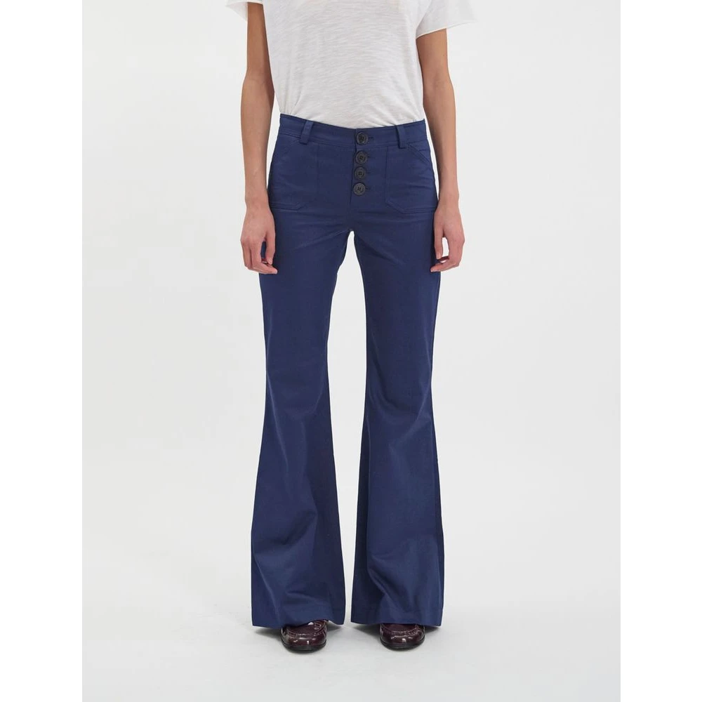 Ines De La Fressange Paris Charlotte marineblauwe katoenen broek Blue Dames