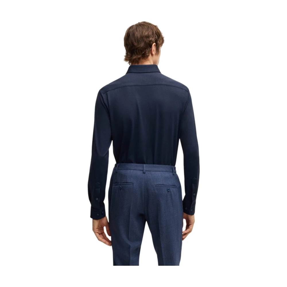 Hugo Boss Navy Slim-Fit Prestatie Shirt Blue Heren