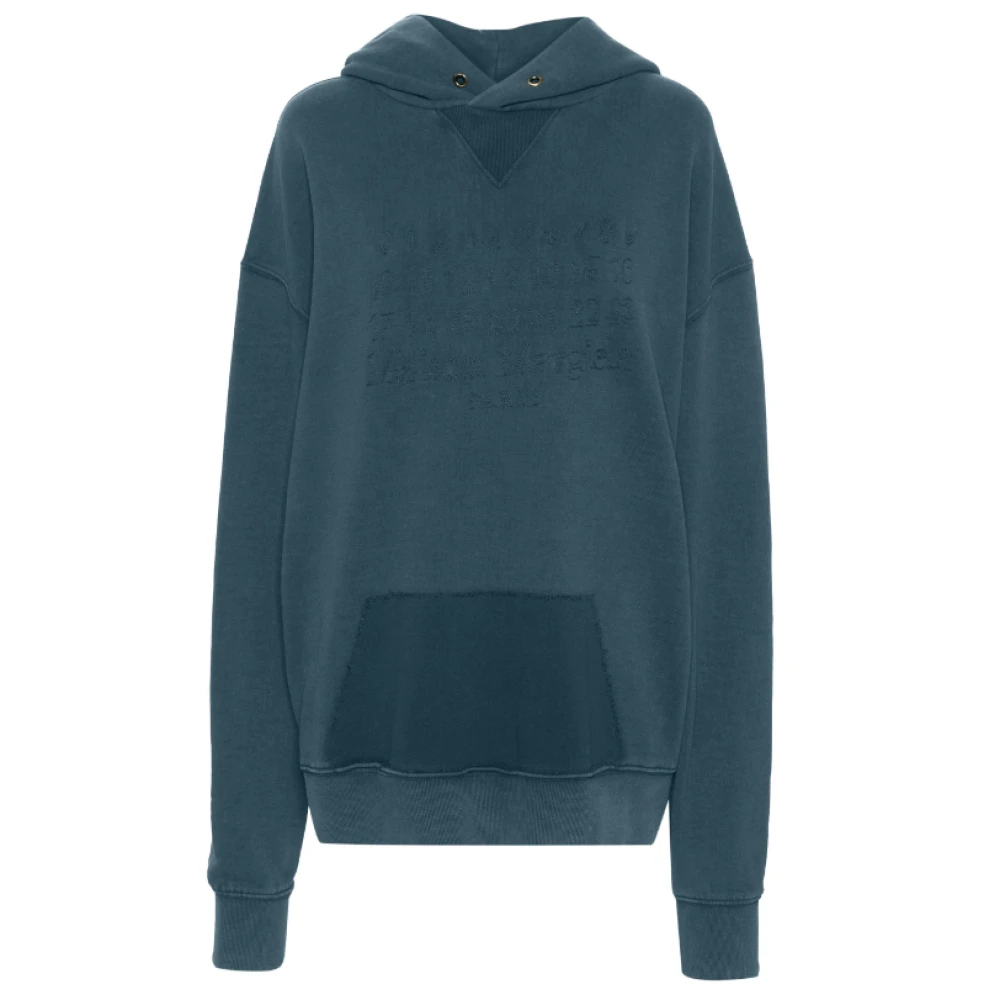 Maison Margiela Nummer Broderad Bomull Hoodie Gray, Dam