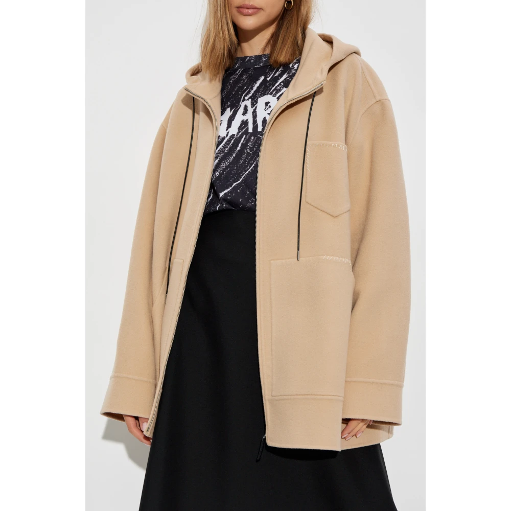 Marni Wollen jas met capuchon Beige Dames