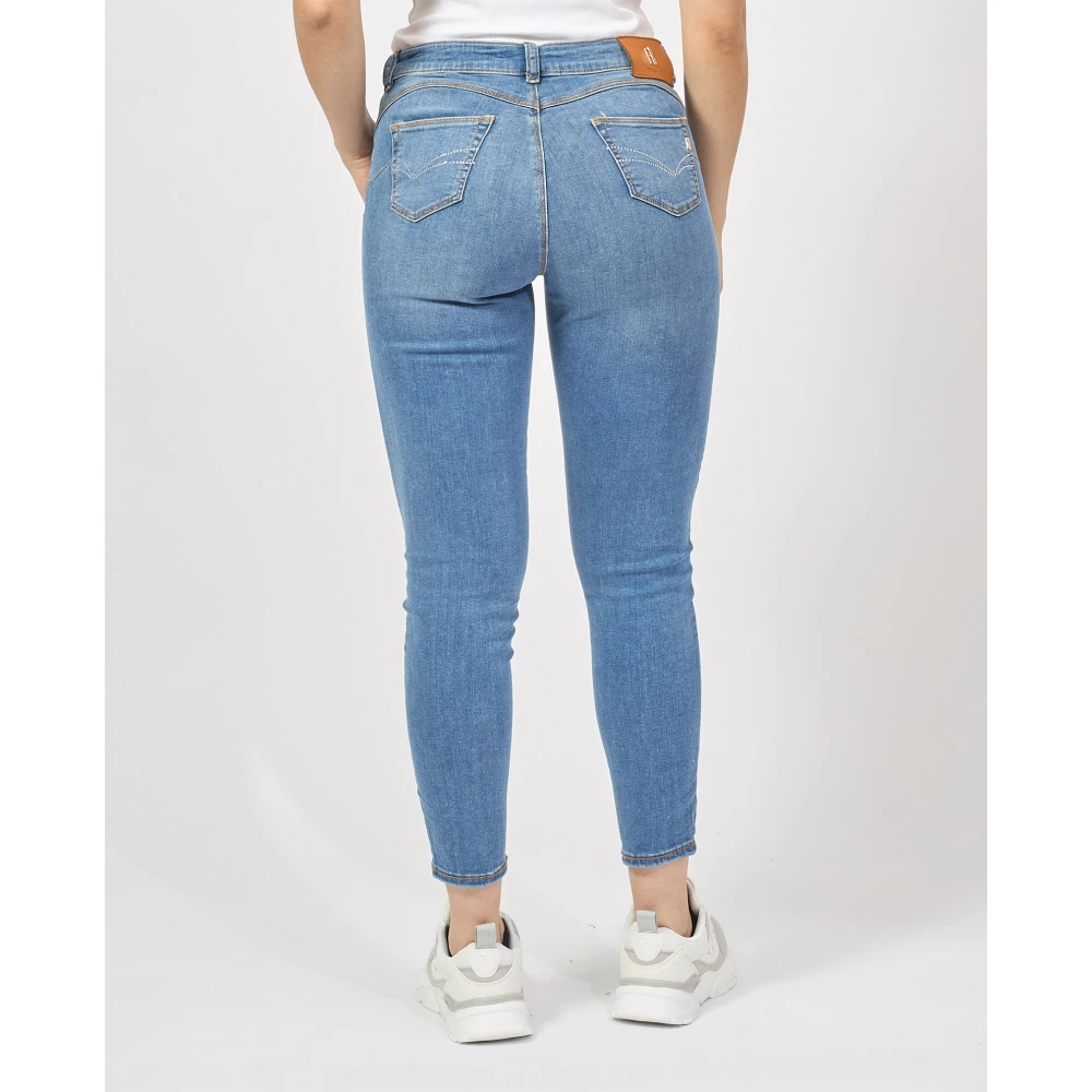 Fracomina Blauwe Slim Fit Jeans met knoopsluiting Blue Dames