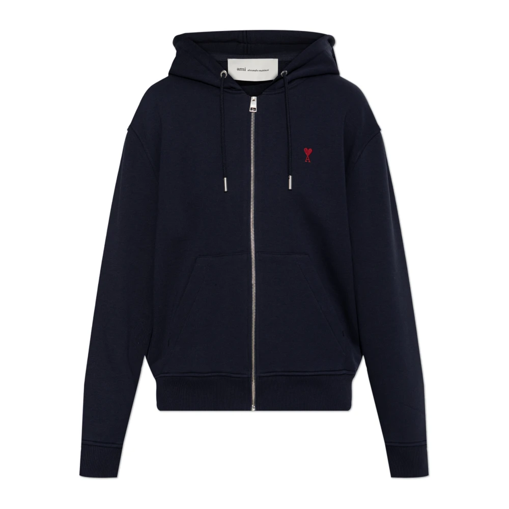 Ami Paris Vrouw Blauw Hoodies & Sweatvesten Dames, S, Katoen, Sweatshirt Met Geborduurd Logo