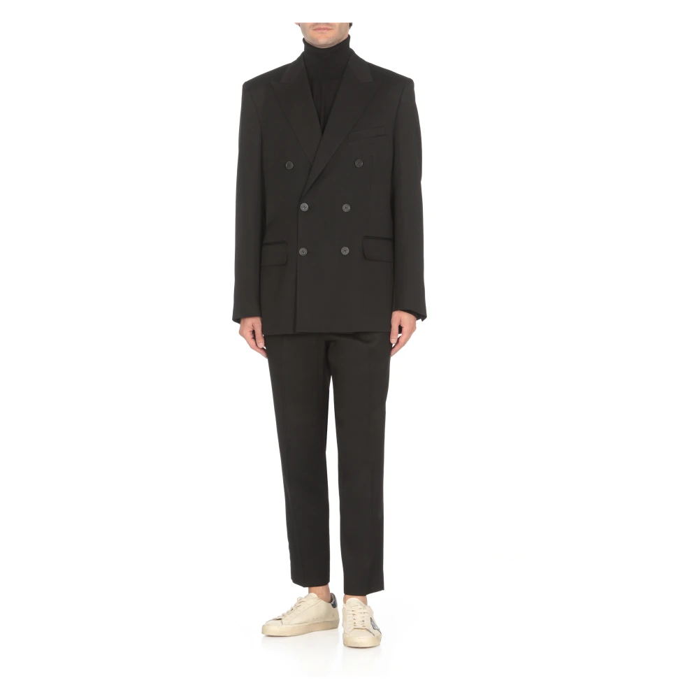Golden Goose Zwarte wollen double-breasted jas Black Heren