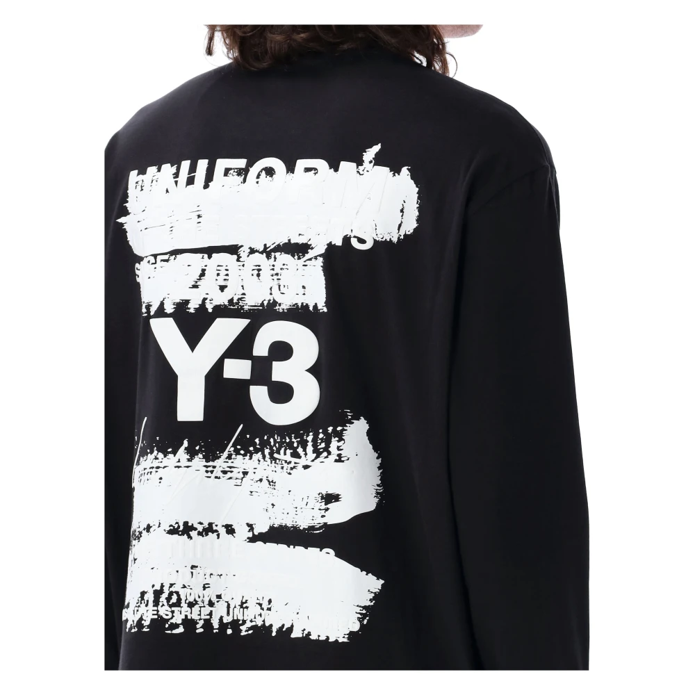 Y-3 Zwart Grafisch T-shirt met Logoprint Black Heren