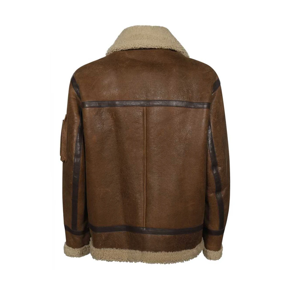 Dsquared2 Schapenleren Jas met Puntige Kraag Brown Heren