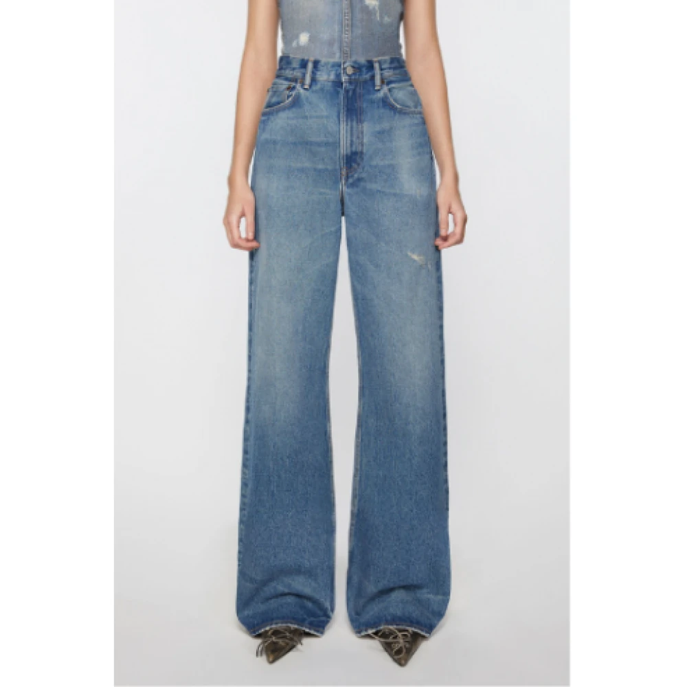 Acne Studios Blauwe Denim Losse Fit Jeans Blue Dames