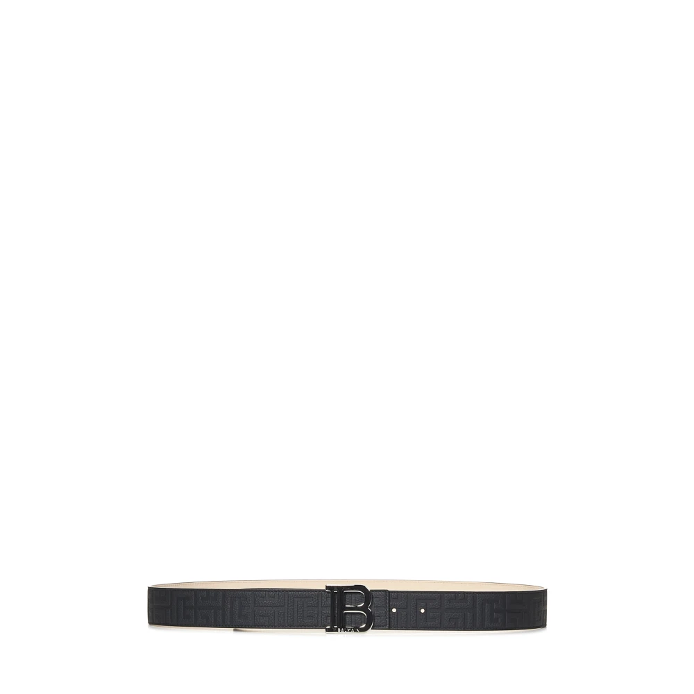 Balmain Zwarte leren riem met B-vormige gesp Black Heren