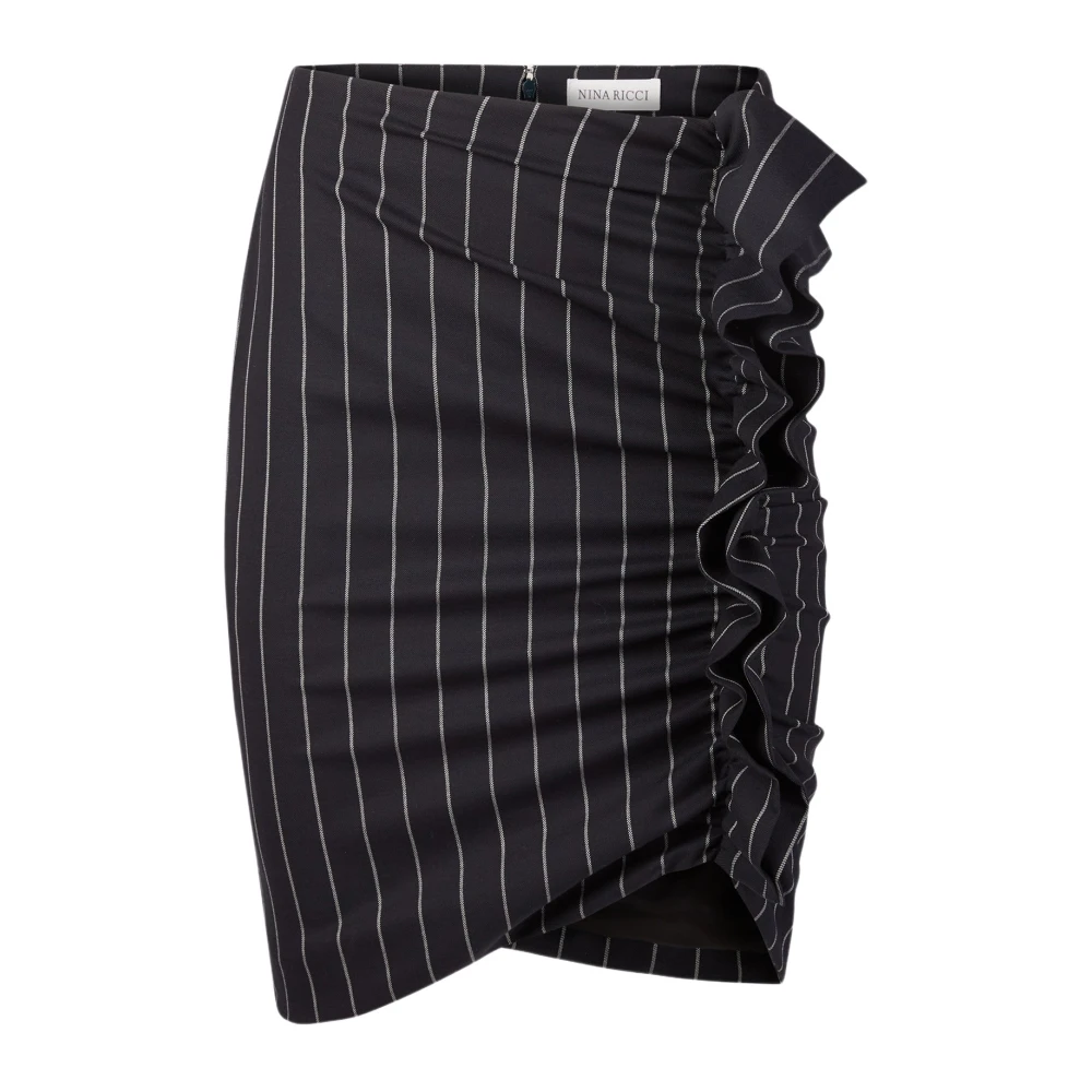 Nina Ricci Blauwe Pinstripe Gedrapeerde Midi Rok Blue Dames