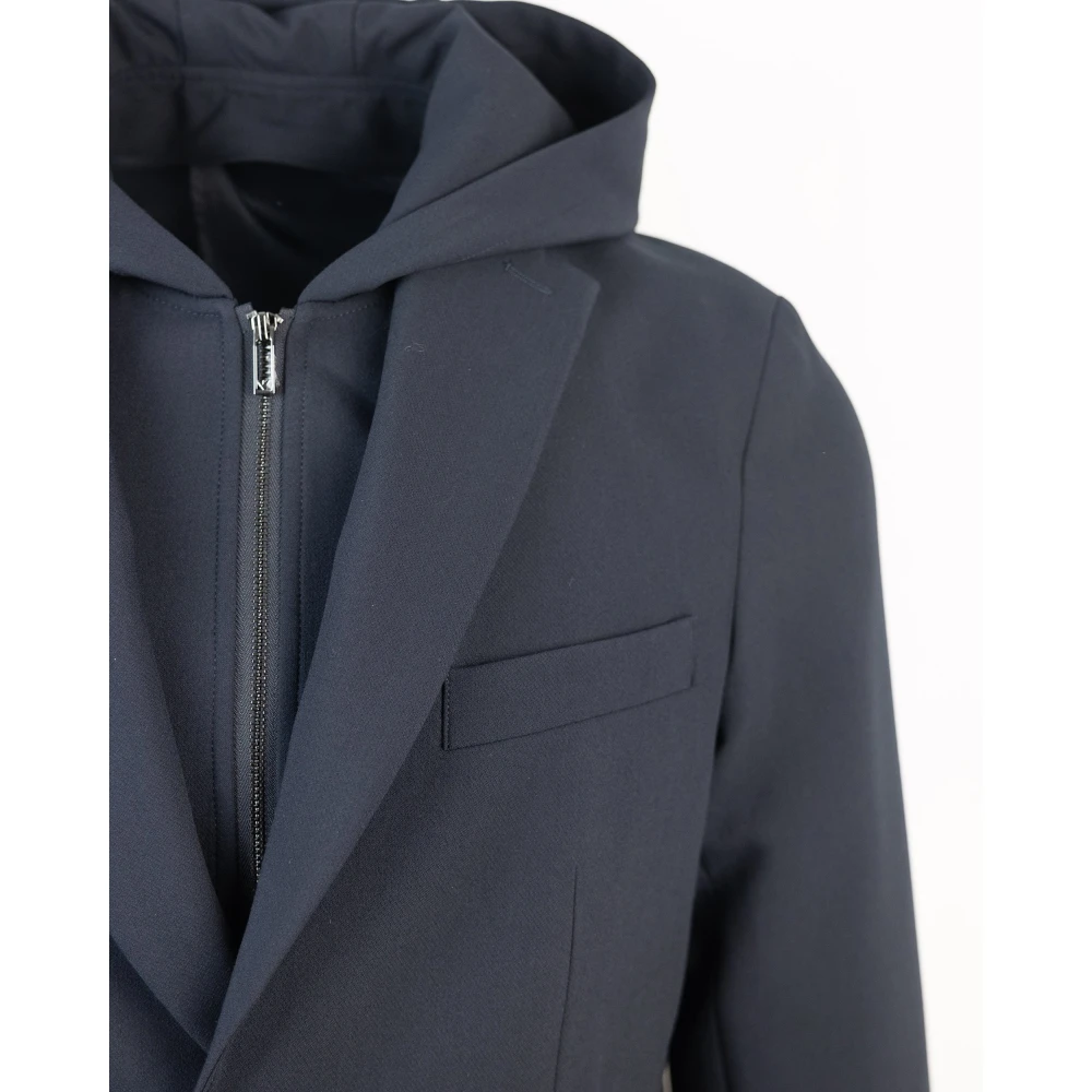 Emporio Armani Blauwe Blazer met Omkeerbare Kraag Blue Heren