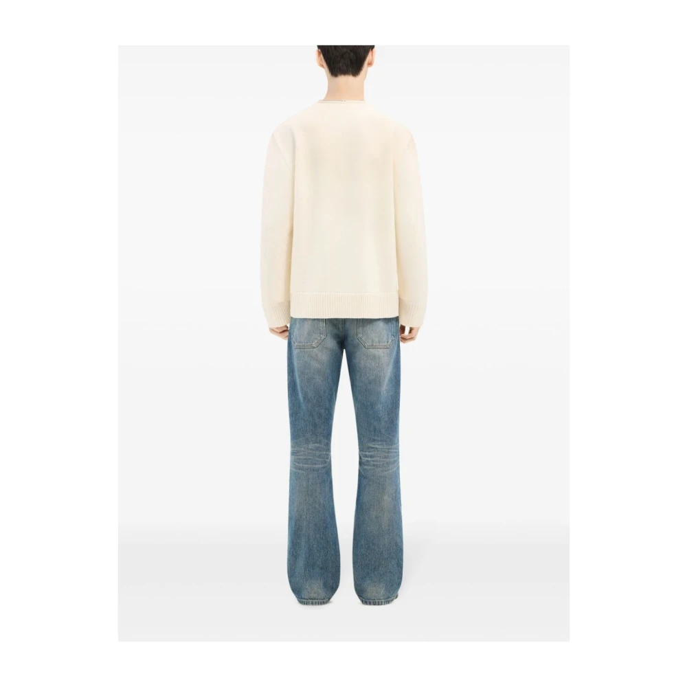 Courrèges Beige V-hals Wollen Trui met Ritsdetails Beige Dames
