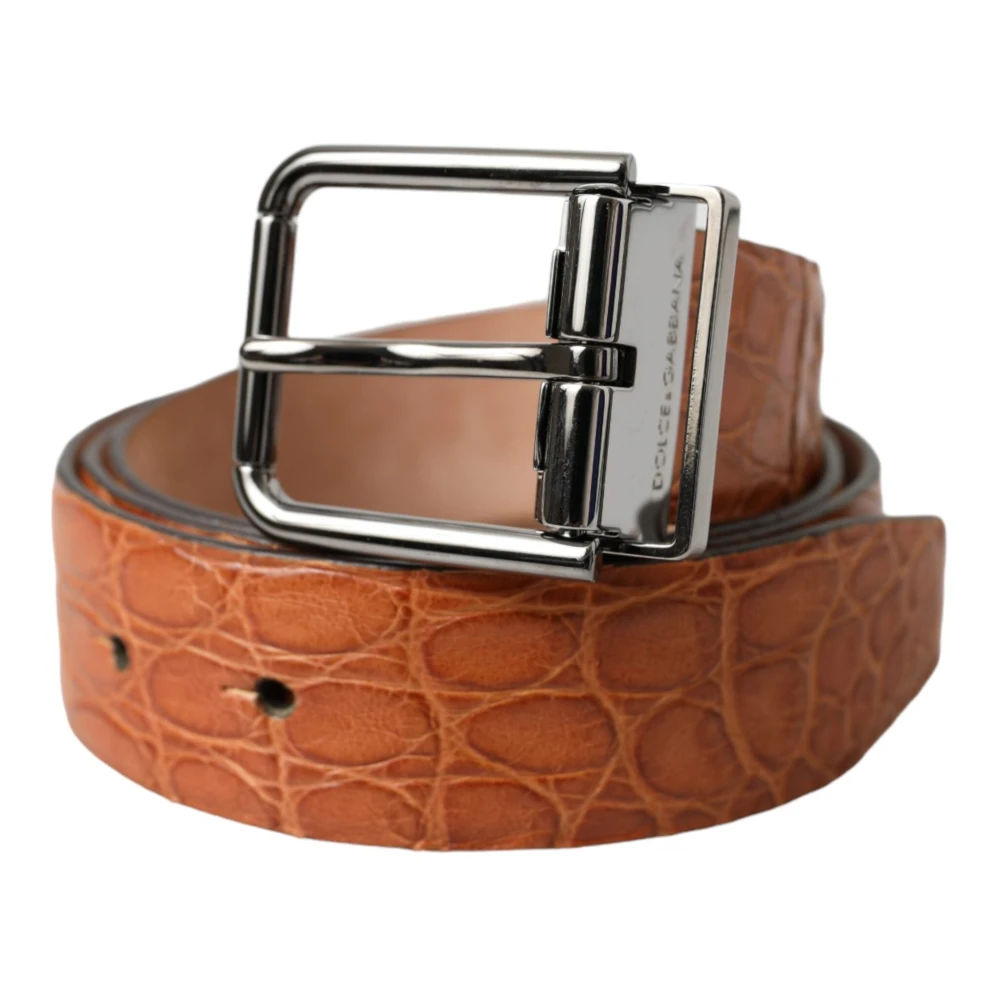 Dolce & Gabbana Exotische leren riem met zilveren gesp Brown Heren