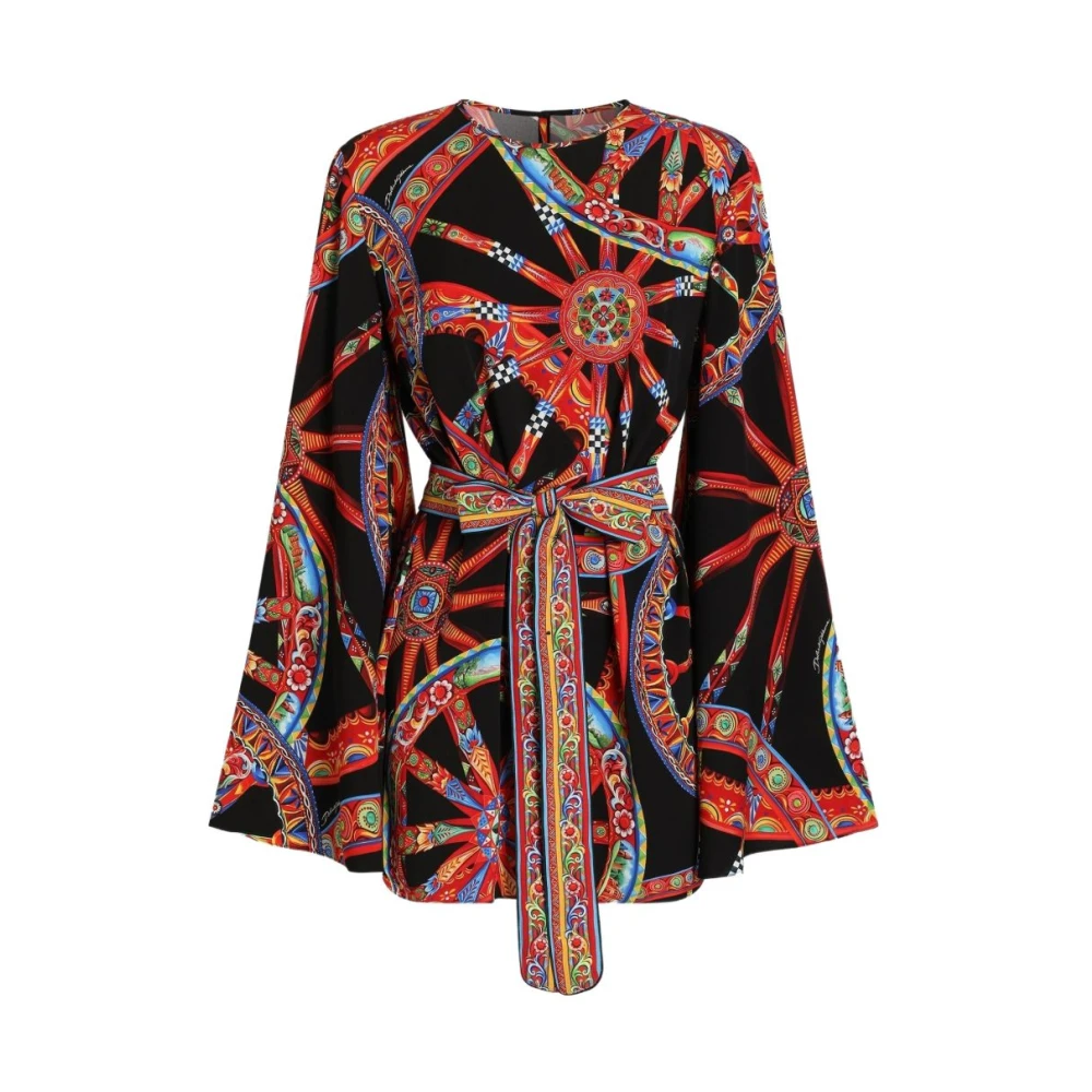 Dolce & Gabbana , Short Dresses, Female, Multicolor, S, Crew-Neck Short Dress