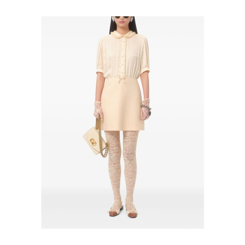 Valentino Garavani Mini Jurk met Ruches Beige Dames