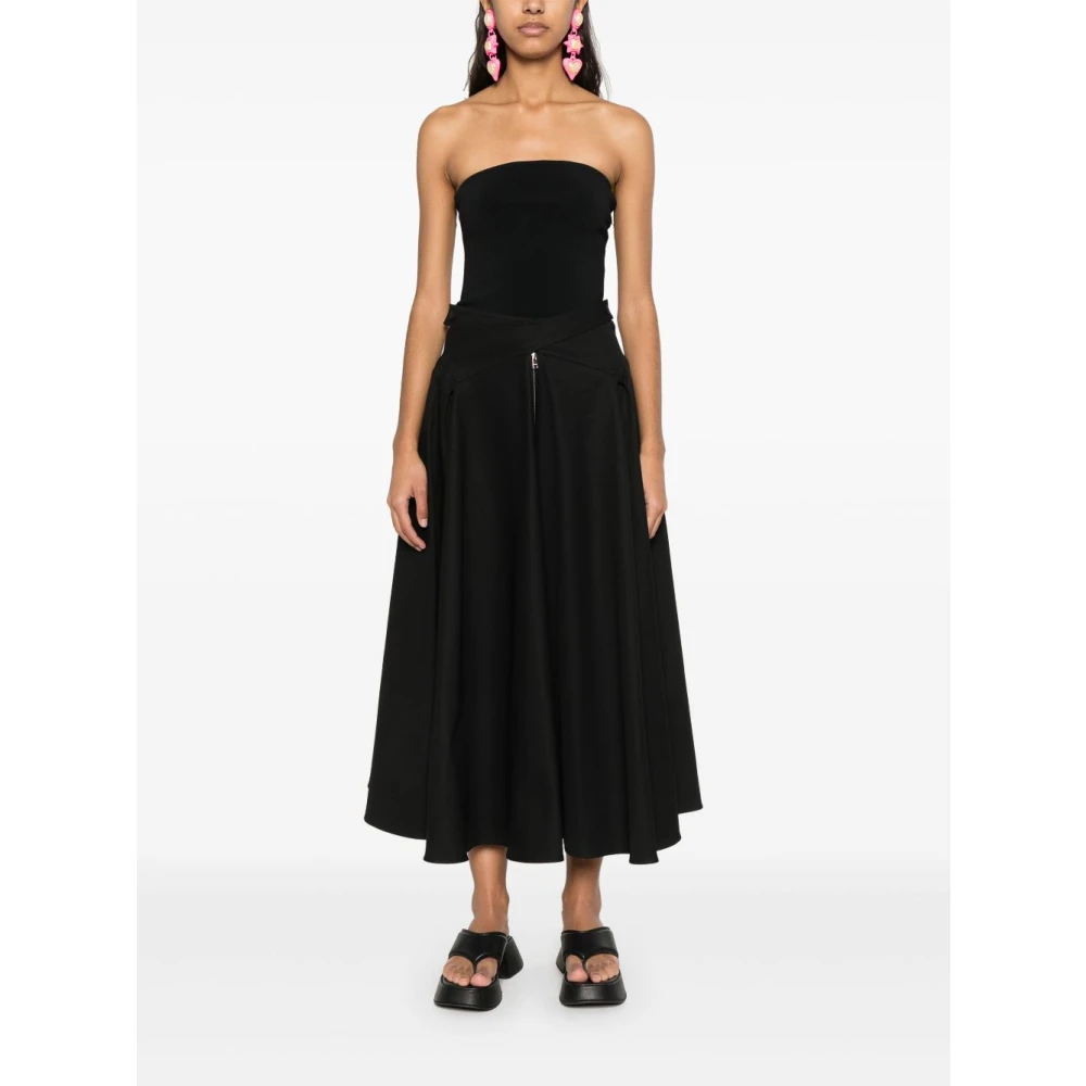 Msgm Zwarte Geplooide Rok met Zakken Black Dames