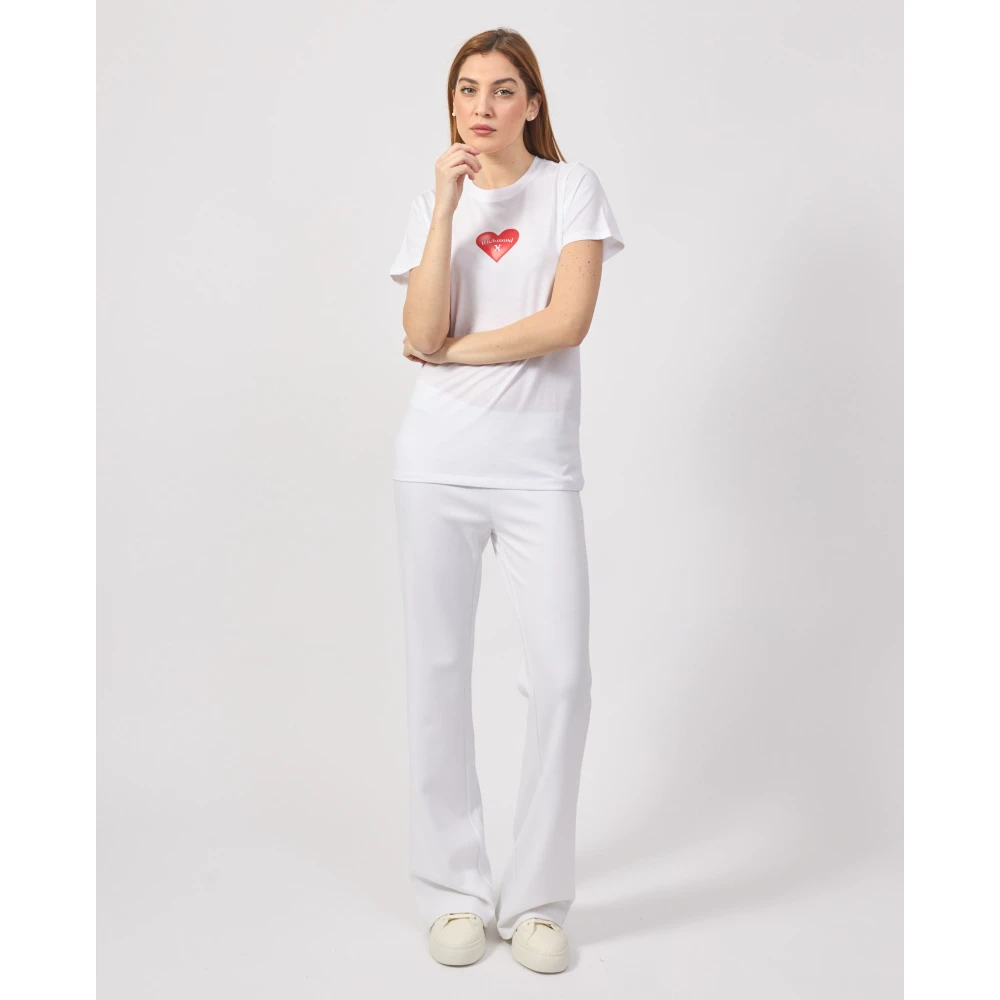 Richmond Wit hartprint T-shirt White Dames