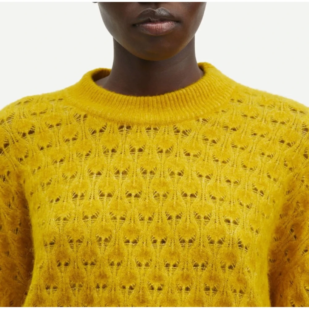 Samsøe Lange Satijnen Rok met Elastische Taille Yellow Dames