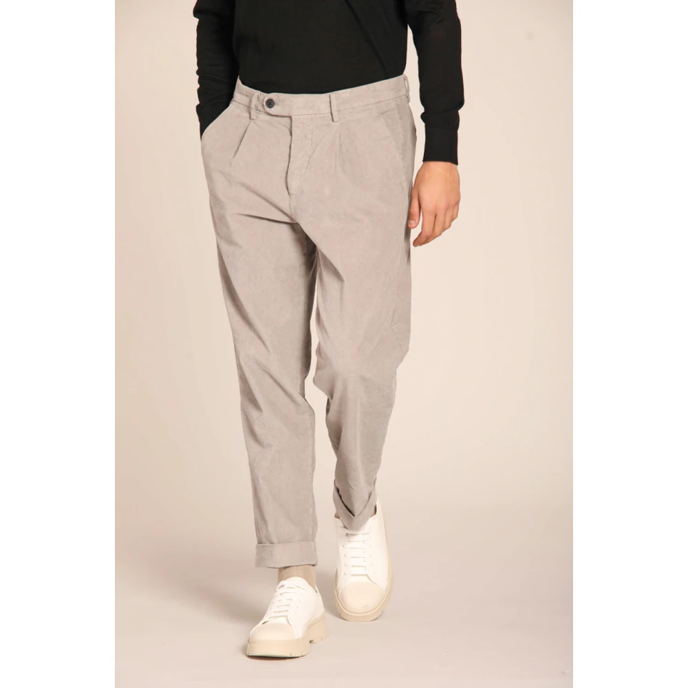Mason's Velours Gestreepte Relaxte Pasvorm Chino Broek Gray Heren