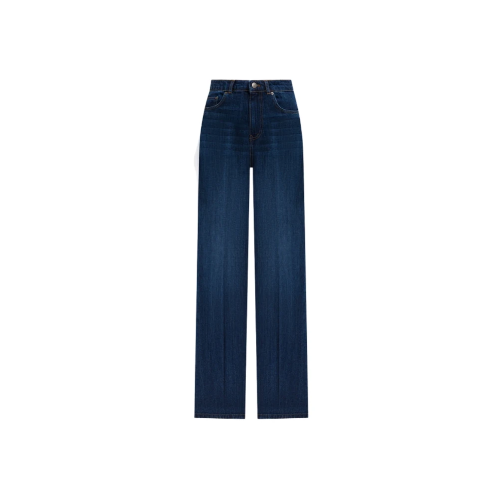Twinset Women's Blue High Waist Straight Jeans - Straight Fit Jeans - W26 - Jeans