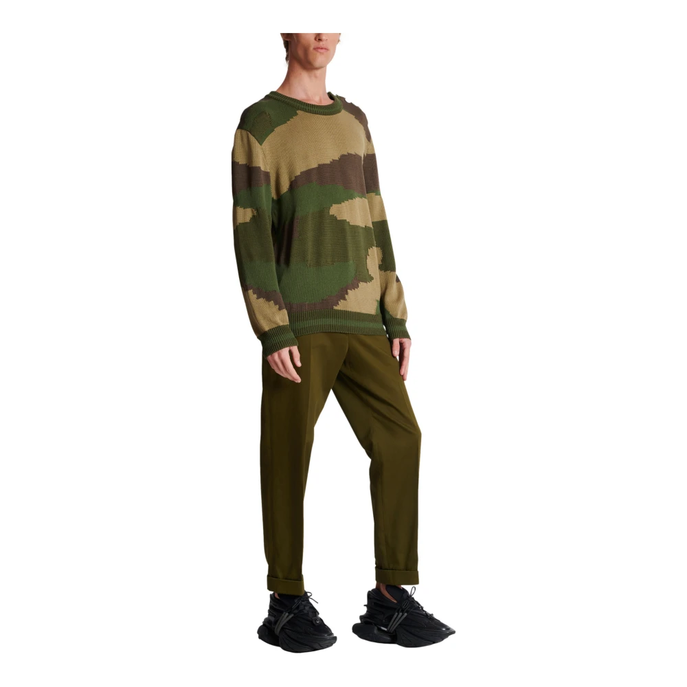 Balmain Wollen camouflage trui Green Heren