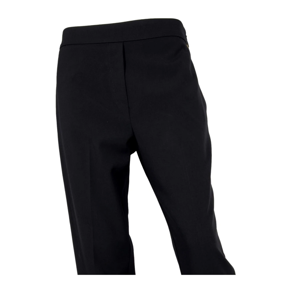 Kaos Rechte Pijp Elastische Taille Broek Zwart Black Dames