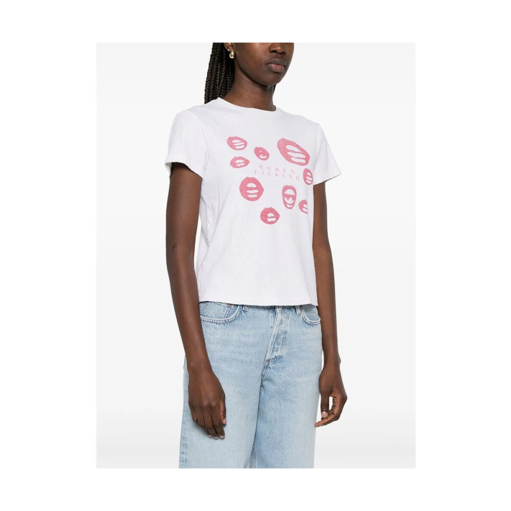 Re Done Wit Crew Neck Slogan Print T-shirt White Dames