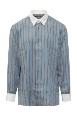 Regular Stripe Silk Jacquard Contrast Fluid Fit Skjorta