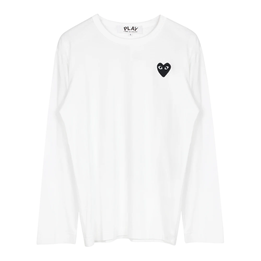 Comme des Garçons Play Zwart Heart Logo LS T-Shirt White Heren