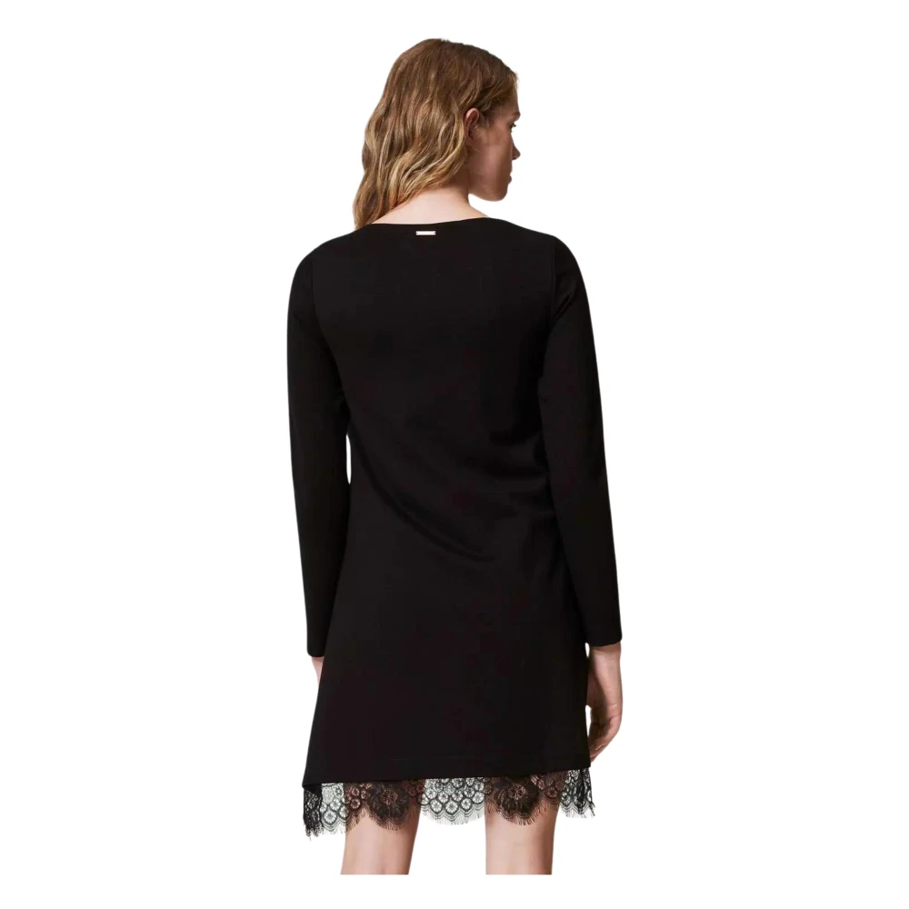 Twinset Zwarte Milano Jurk met Kantafwerking Black Dames