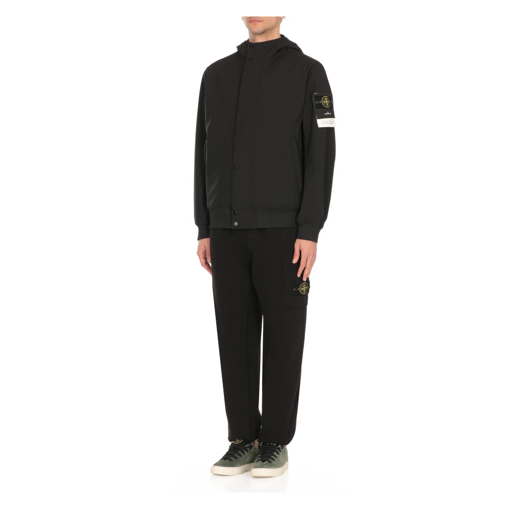 Stone Island Zwarte Hoodie met Logopatch Black Heren